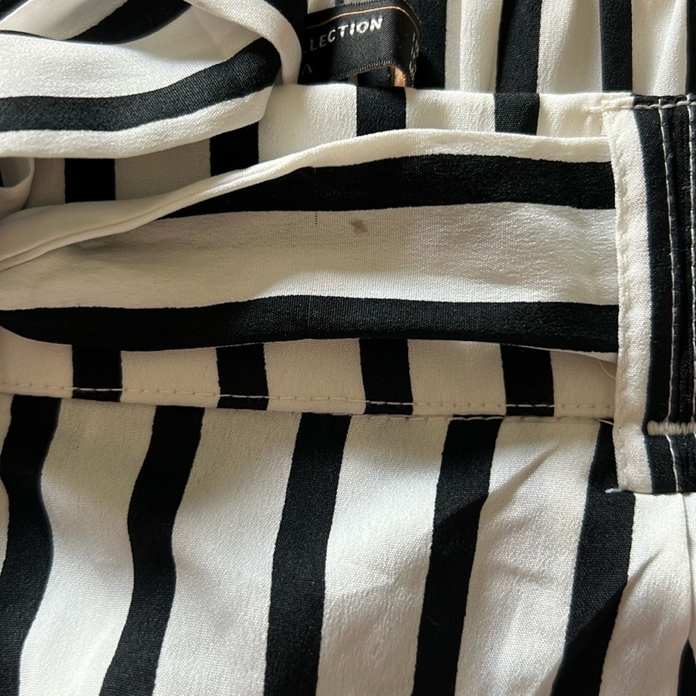 EUC Zara White Black Striped Wide-Leg Pants Medium - Picture 11 of 11